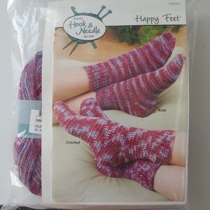 Happy Feet Knit and Crochet Socks - Burgundy